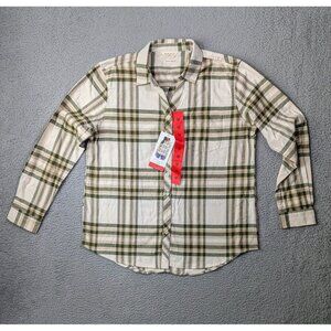 Weatherproof Vintage Flannel Shirt Womens Medium Comfort Stretch Green Plaid